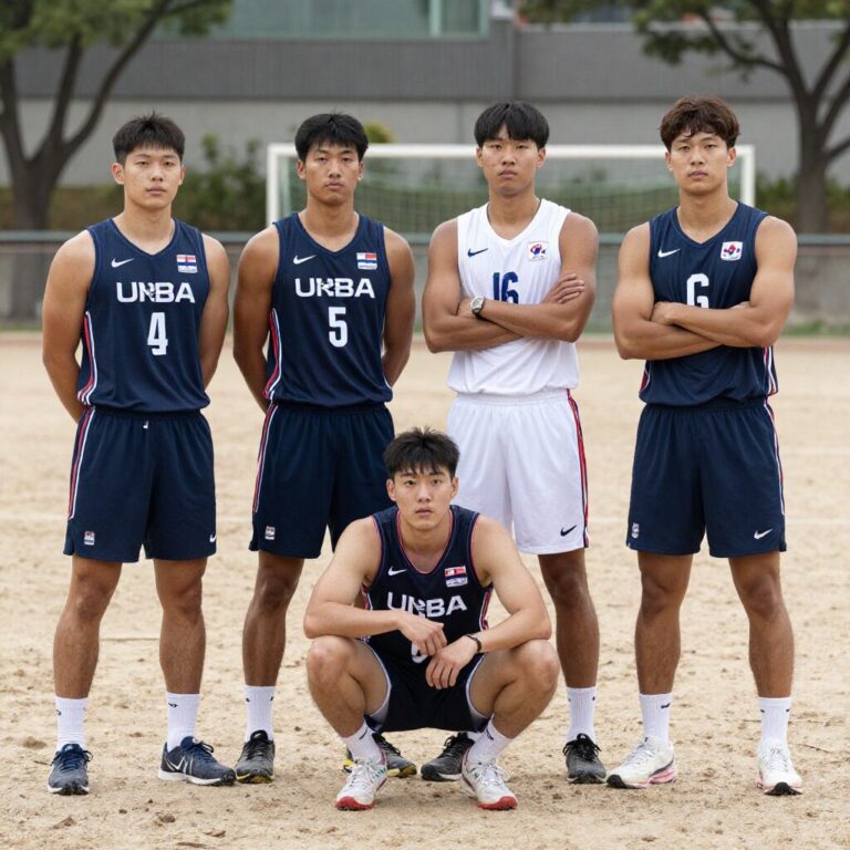 WBC 미국과 도미니카 공화국의 핵심 선수들이 그라운드에서 포즈를 취하고 있는 모습