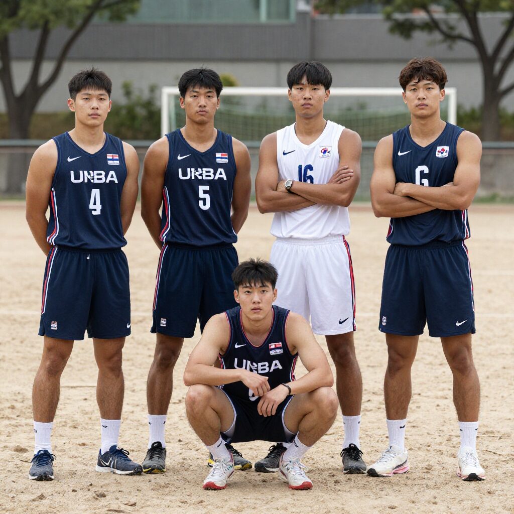 WBC 미국과 도미니카 공화국의 핵심 선수들이 그라운드에서 포즈를 취하고 있는 모습