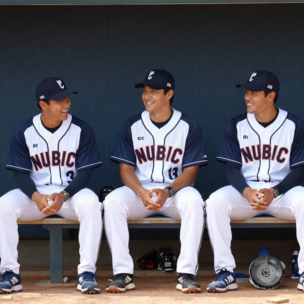 WBC 베네수엘라 대표팀 주요 타자들이 벤치에서 웃고 있는 모습