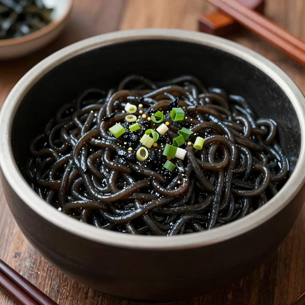 블랙데이에 먹는 검은색 짜장면 한 그릇