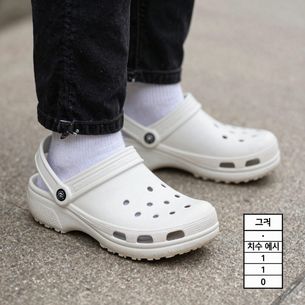 크록스키즈 사이즈 측정 방법과 치수표 예시