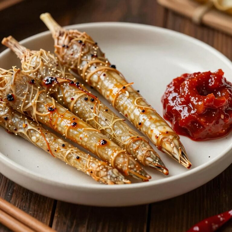 데친 참두릅이 접시에 담겨 있고 옆에 초고추장이 놓여 있는 모습