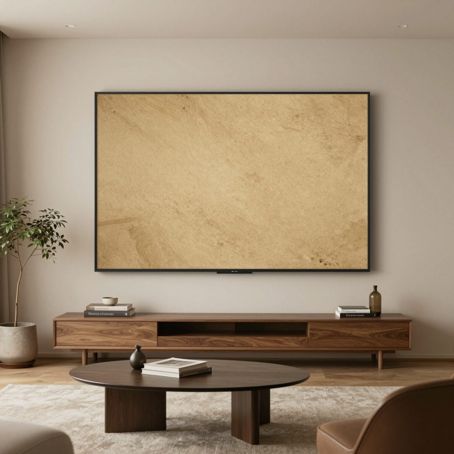 거실 인테리어에 잘 어울리는 심플한 디자인의 카멜 디지털 액자