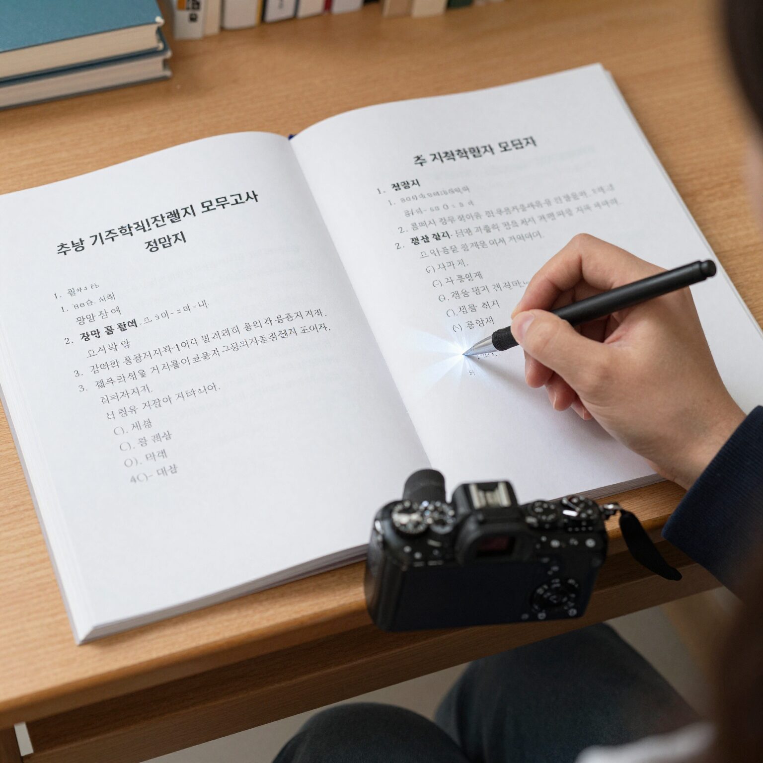 EBS 초등 기초학력진단평가 모의고사 문제지와 정답지가 놓여 있는 책상