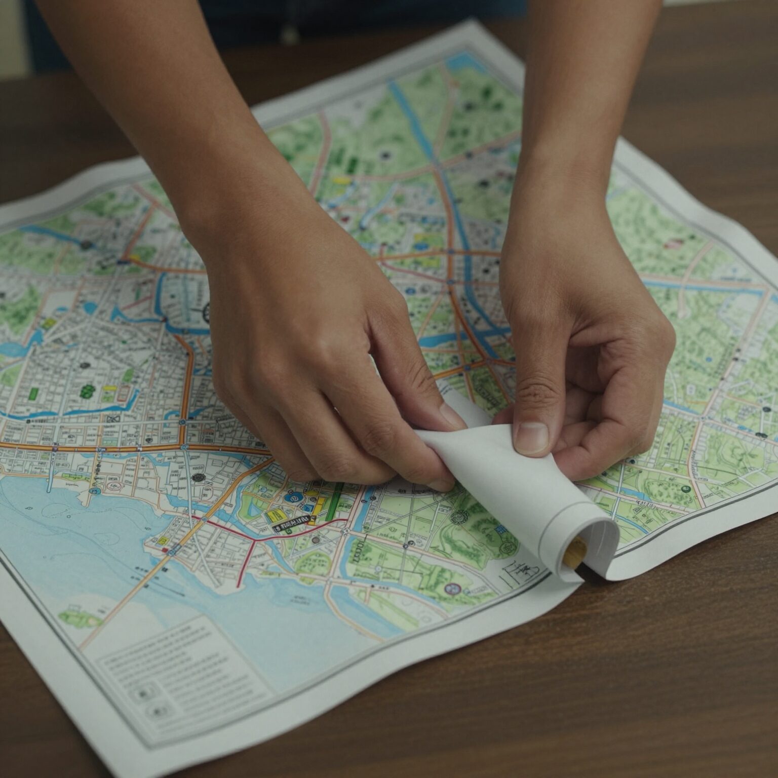 지도표 전장김을 반으로 접어 포장지 입구를 자르는 과정 사진