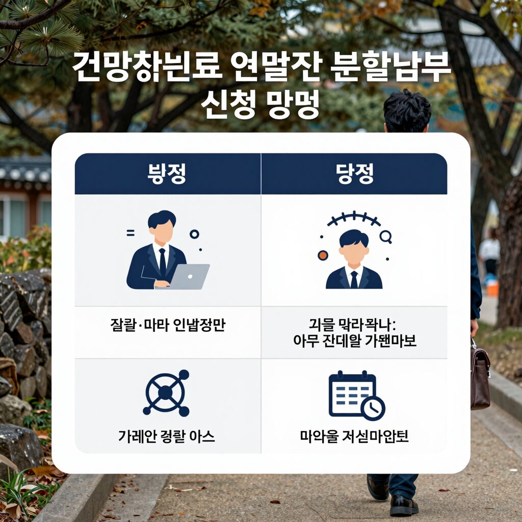 건강보험료 연말정산 분할납부 신청 방법과 일정을 설명하는 인포그래픽