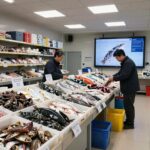 당진 장고항 수산물유통센터 내부 모습, 신선한 실치와 각종 해산물을 판매하는 모습