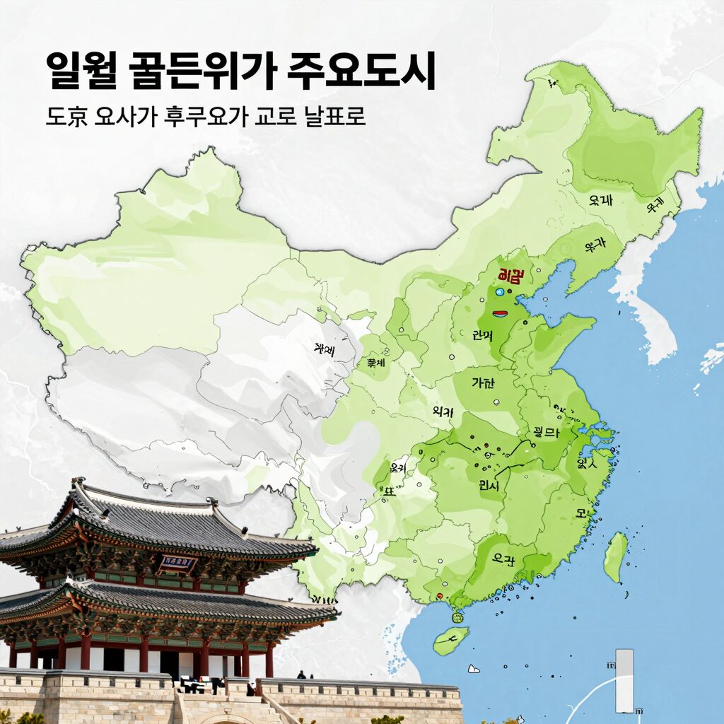 일본 5월 골든위크 주요 도시 도쿄 오사카 후쿠오카 교토 삿포로 날씨 비교 지도