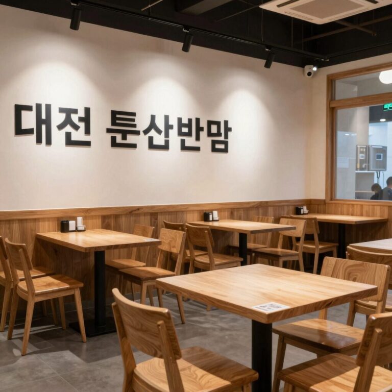 대전 둔산반점 내부 전경, 아담한 테이블과 깔끔한 인테리어