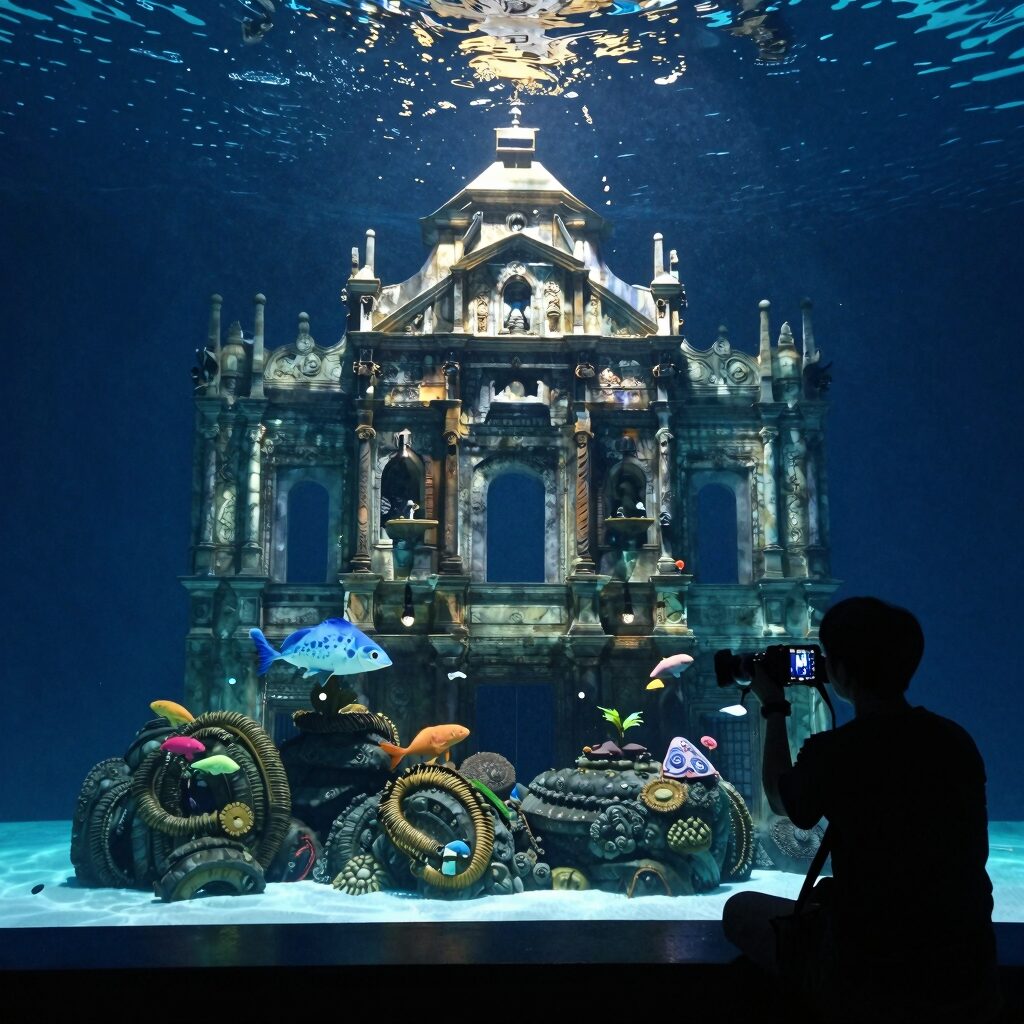 마카오 하우스 오브 댄싱 워터 쇼의 화려한 수중 퍼포먼스 장면