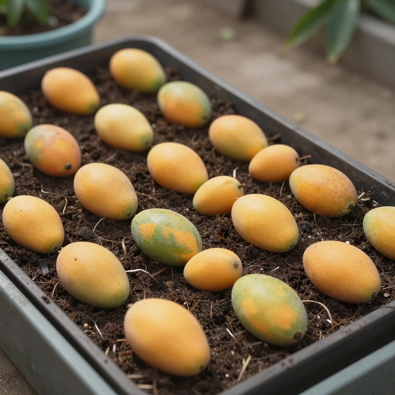 망고참외 모종 화분에 심겨진 모습