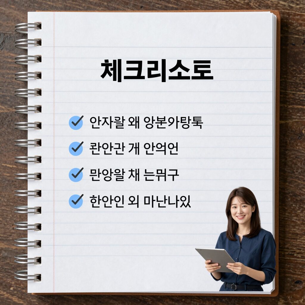 5월 인사말을 안전하게 보내기 위한 체크리스트가 적힌 노트북 사진