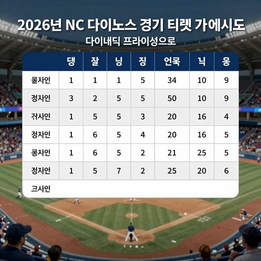 2026년 NC 다이노스 경기 티켓 가격 예시표, 다이내믹 프라이싱으로 인한 가격 변동 설명