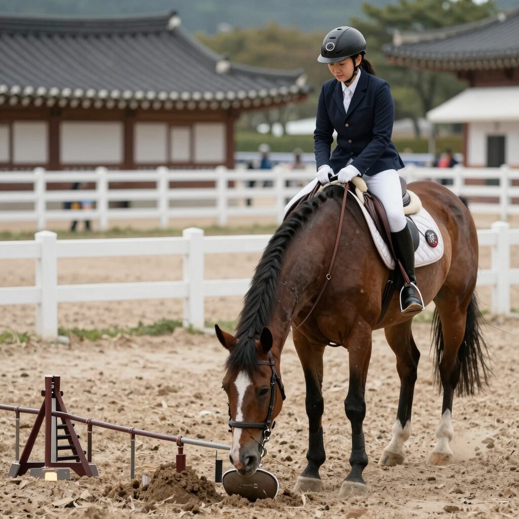 눈개승마 모종을 일정한 간격으로 심고 있는 모습