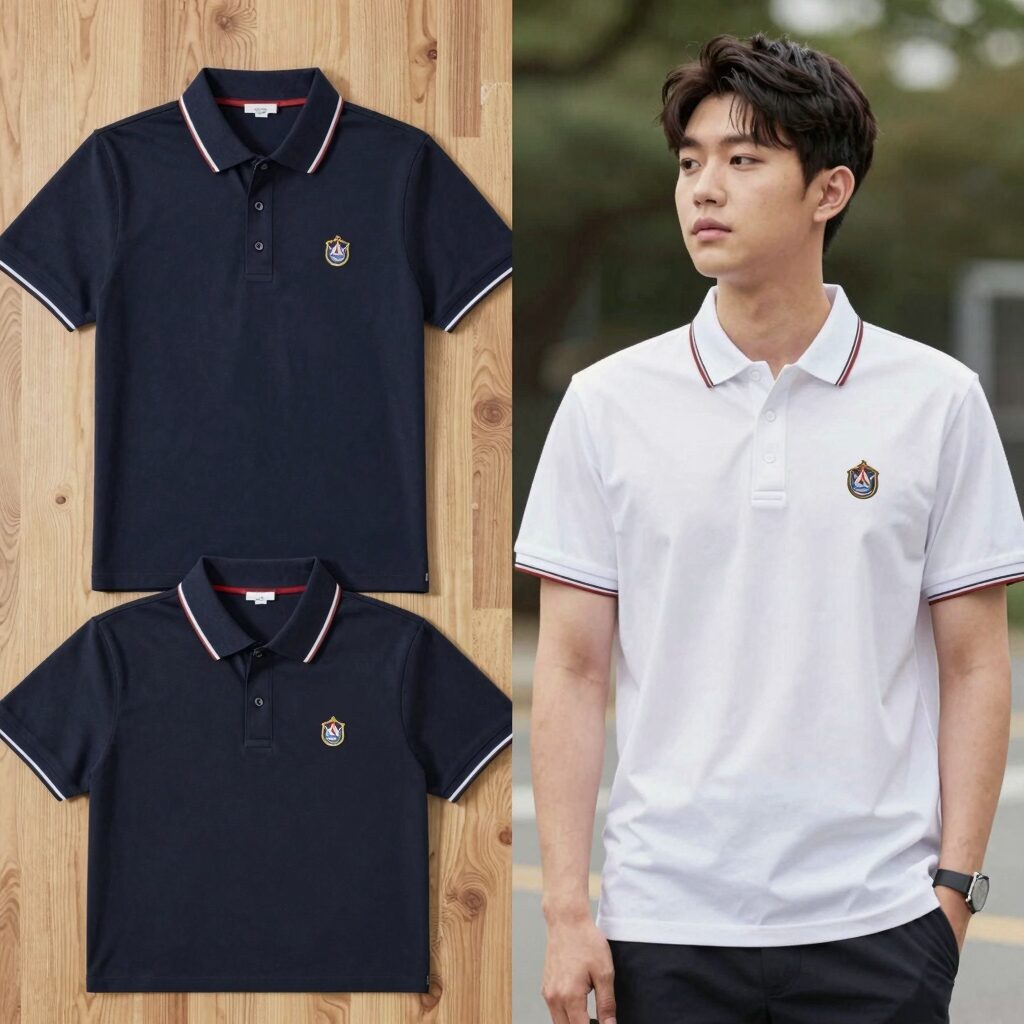 폴로 반팔 티셔츠 비교 사진 다양한 브랜드 제품을 한곳에 모아 촬영