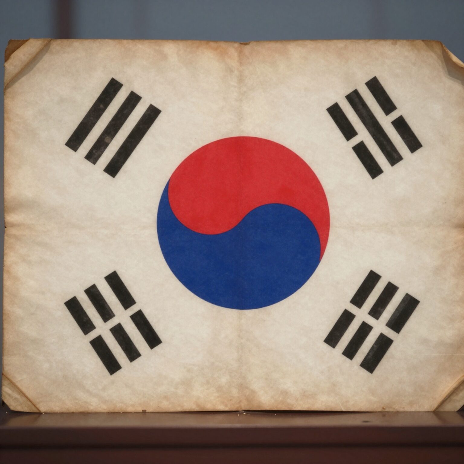 대한민국 임시정부 수립 기념일을 상징하는 태극기와 역사적 문서 이미지