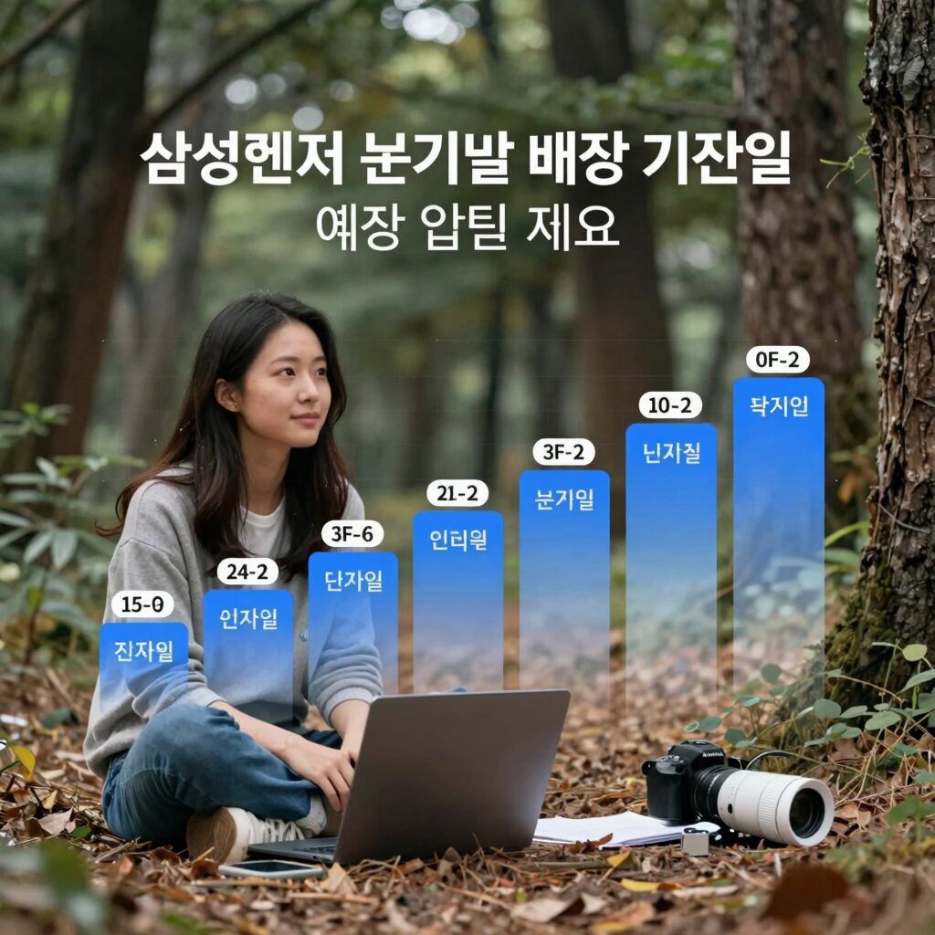 삼성전자 분기별 배당 기준일과 예상 입금일을 보여주는 타임라인 차트