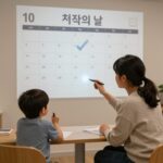 과학의 날 특별한 체험 행사 기대와 추천 과학의 날 행사를 기대하며 달력에 체크하고 아이와 대화하는 모습