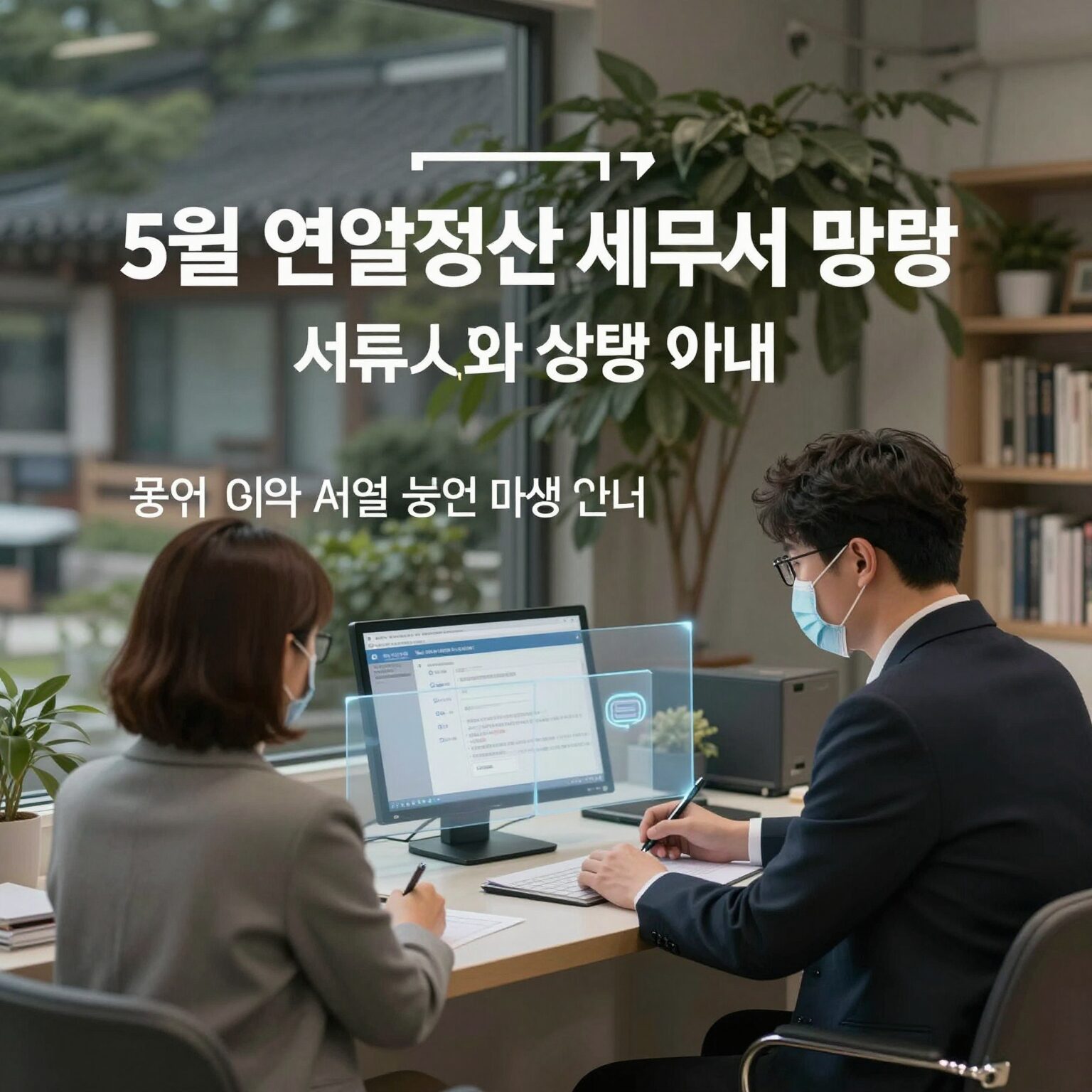 5월 연말정산 세무서 방문 시 준비 서류와 상담 과정을 안내하는 이미지
