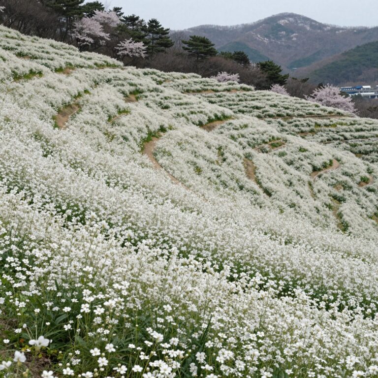 울산 슬도 유채꽃밭과 푸른 바다가 함께 보이는 봄 풍경