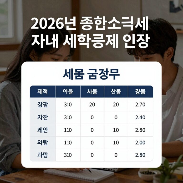 2026년 종합소득세 자녀 세액공제 인상 금액을 설명하는 표와 함께 세금 신고 화면