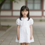 초등학교 졸업사진 여아 화이트 퍼프소매 미니드레스 잇미샤