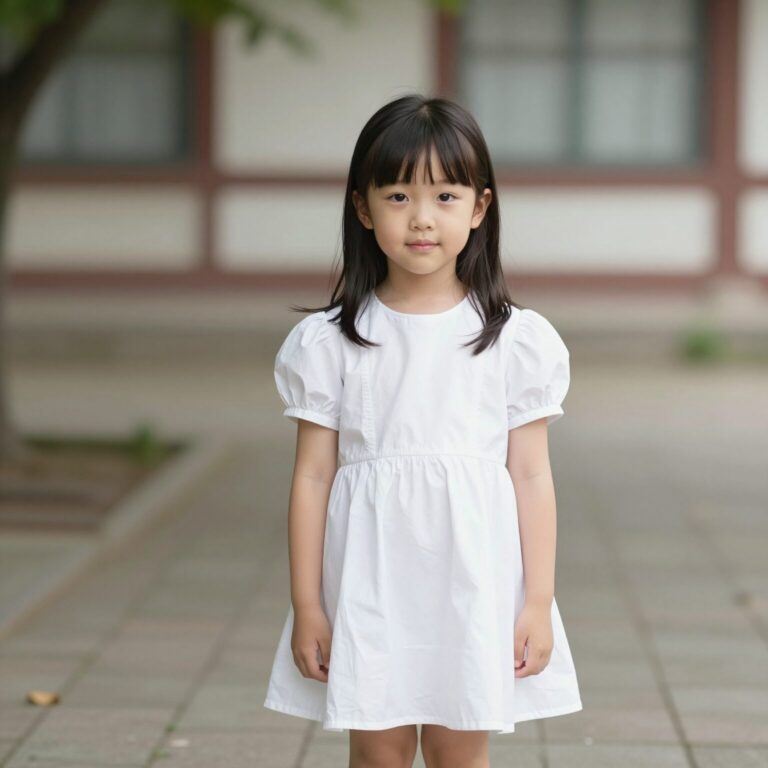 초등학교 졸업사진 여아 화이트 퍼프소매 미니드레스 잇미샤