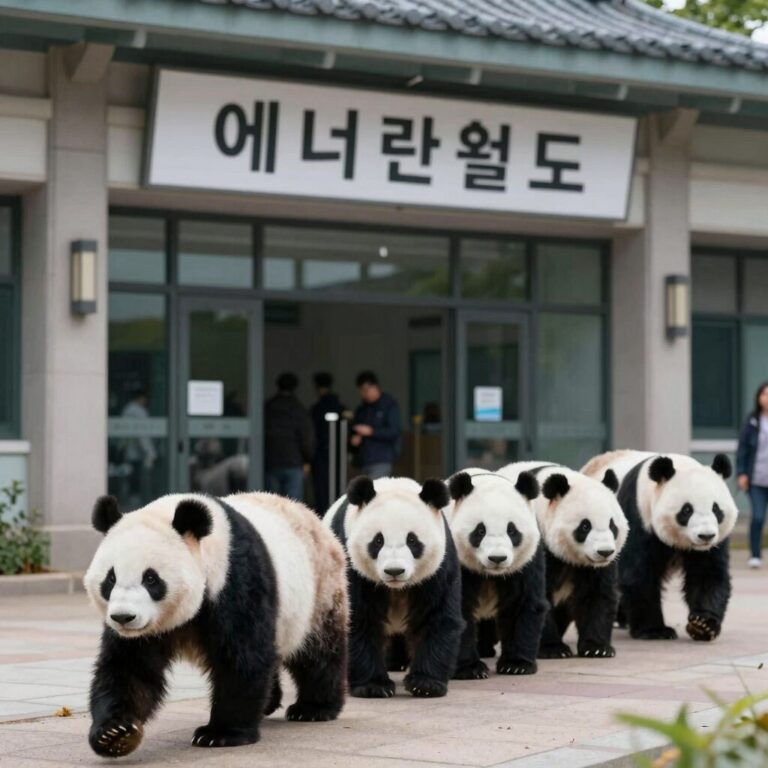 에버랜드 판다월드 입구에서 줄서는 모습
