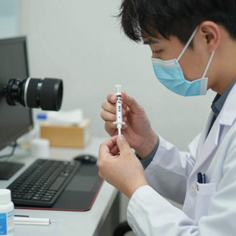 한타 바이러스 백신 접종 장면 의사가 팔에 주사하는 모습