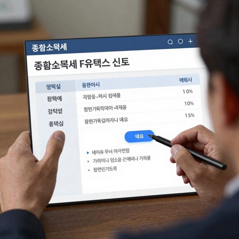 종합소득세 F유형 홈택스 신고 화면 예시