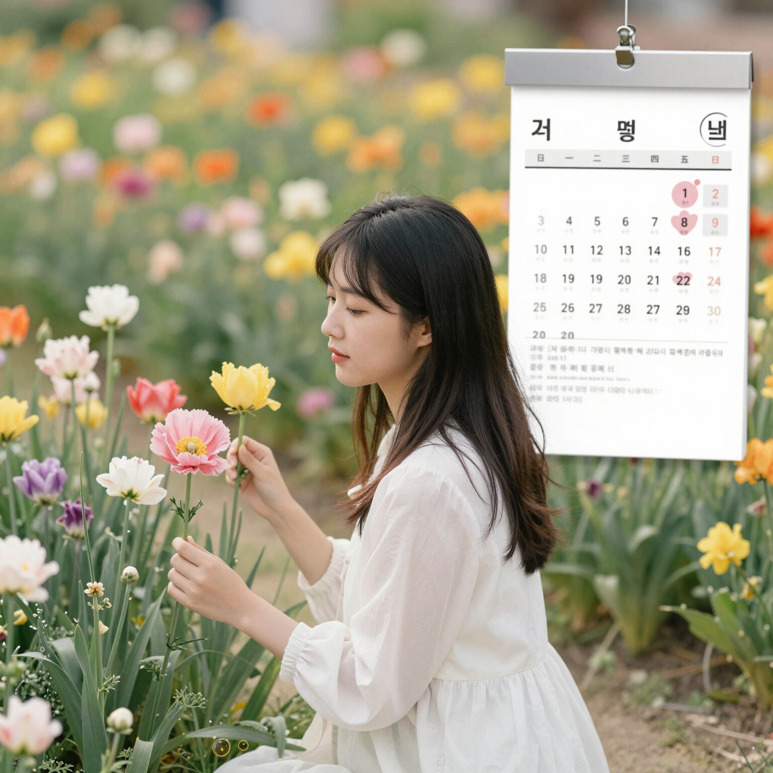 카네이션과 함께 있는 5월 기념일 달력 사진