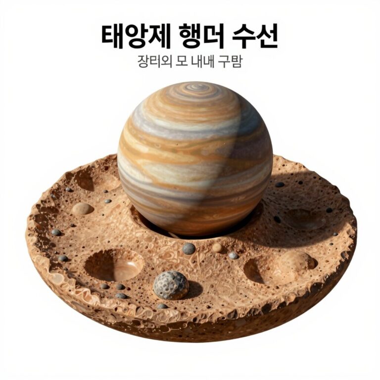 태양계 행성 수성의 표면과 내부 구조를 설명하는 다이어그램