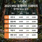 2025 MSI 플레이인 스테이지 일정과 참가팀 정보를 담은 이미지