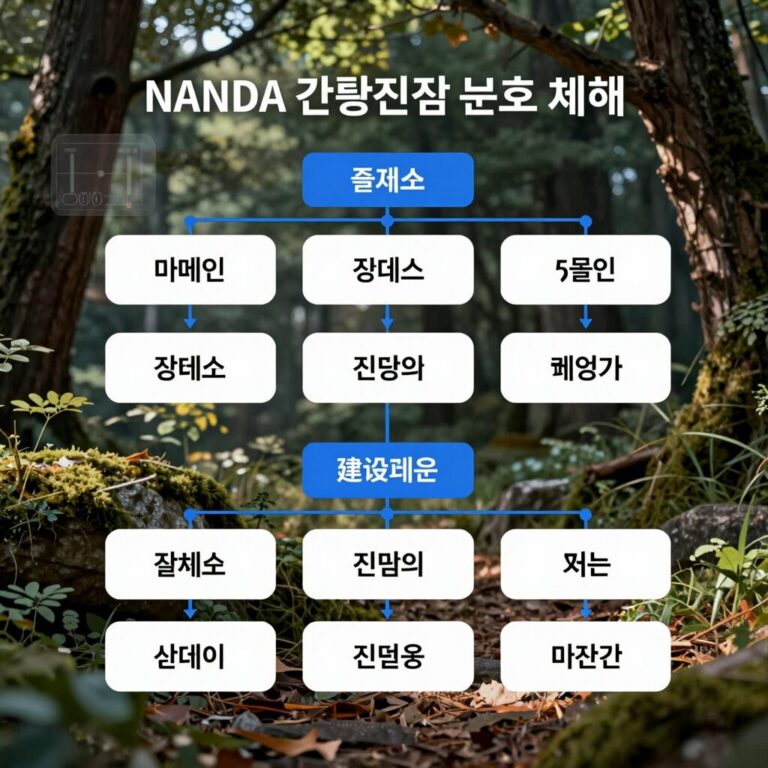 NANDA 간호진단 분류 체계 도식: 도메인, 클래스, 진단의 계층 구조