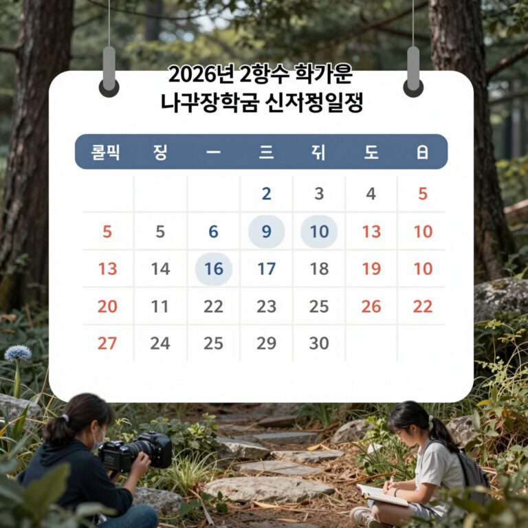 2026년 2학기 국가장학금 신청 일정과 준비물을 알려주는 캘린더 이미지
