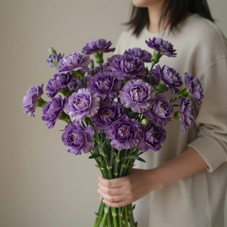여의도꽃집 베이지블룸의 보라색카네이션 꽃다발, 다양한 보라 톤이 조화를 이룸