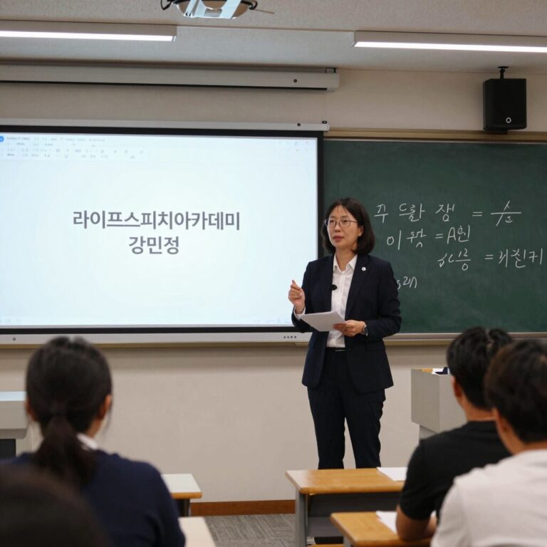 라이프스피치아카데미 강민정 소장이 PT 발표 코칭을 진행하는 모습