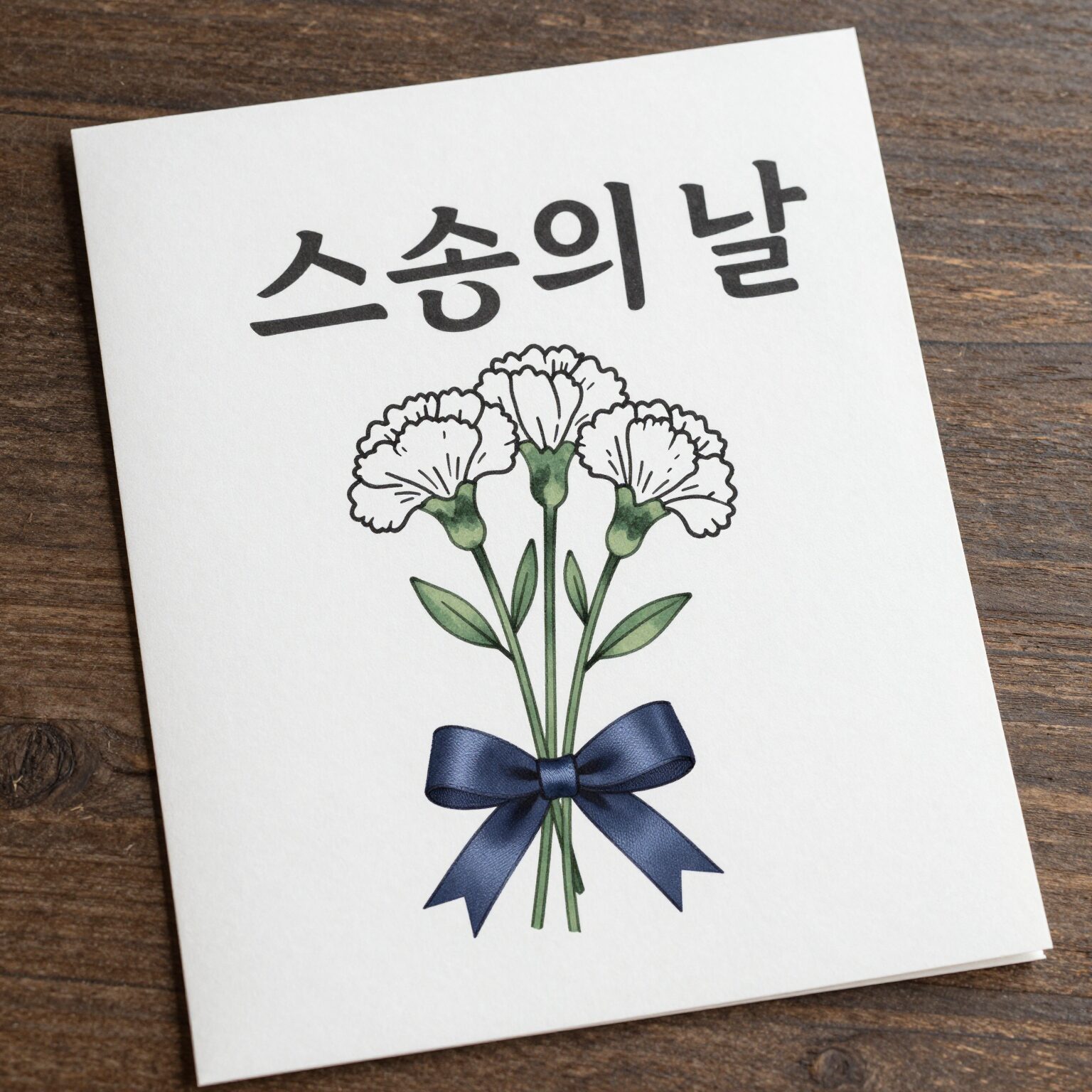 스승의 날 편지지 무료 다운로드 도안 예시 - 카네이션과 리본이 있는 깔끔한 디자인