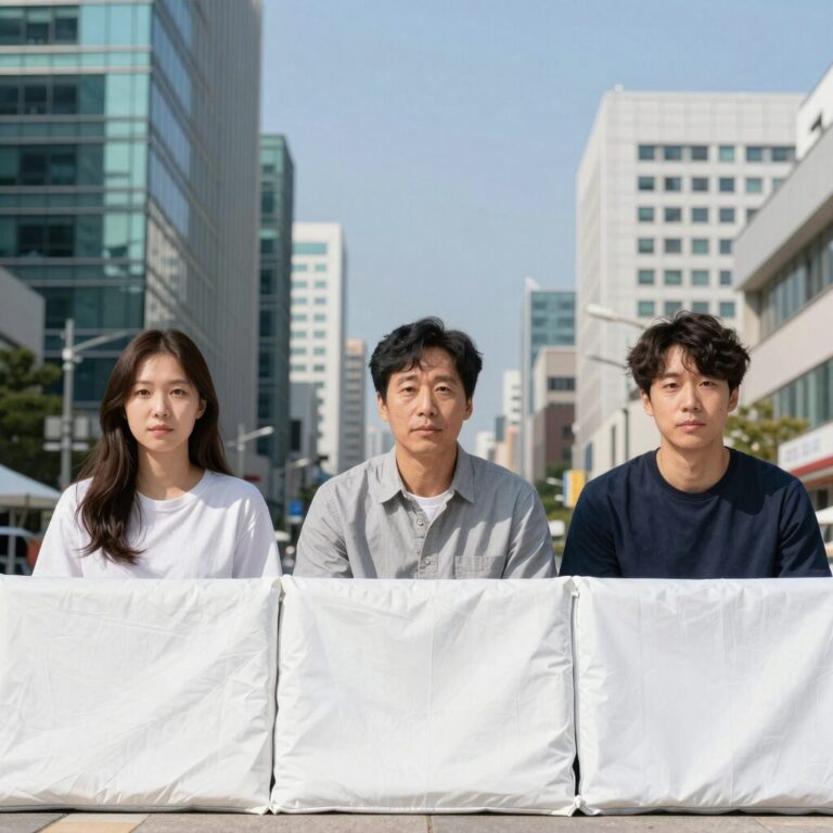 다양한 종류의 대자리 매트를 비교하는 모습