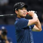 김주형이 2026 US 오픈 2라운드에서 공동 2위에 오르며 기뻐하는 모습
