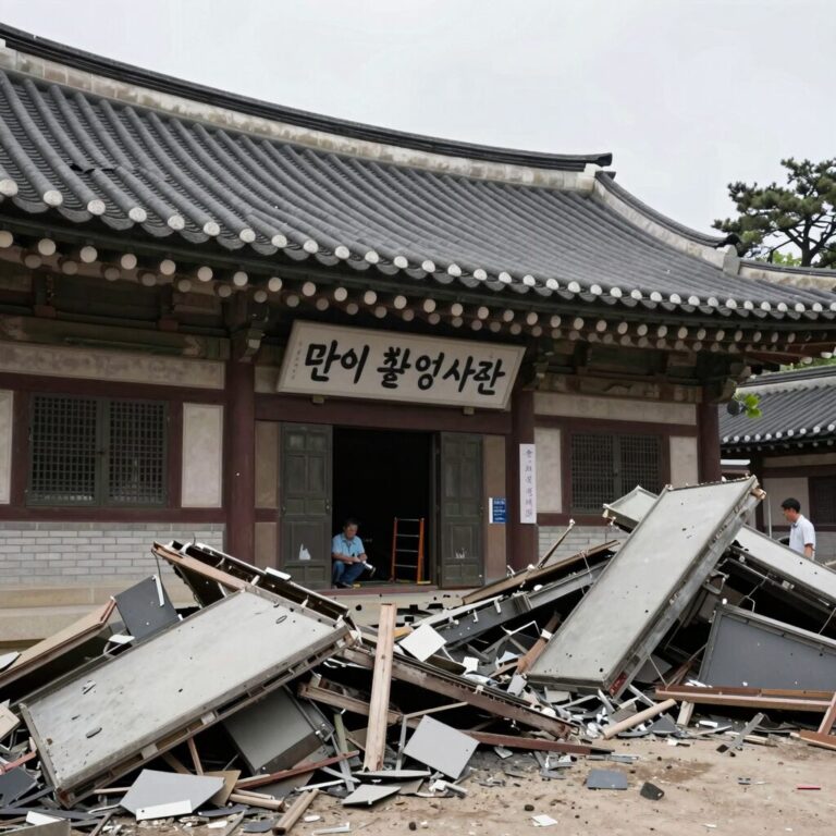 미얀마 만달레이 중국 총영사관 폭발로 파손된 지붕 모습