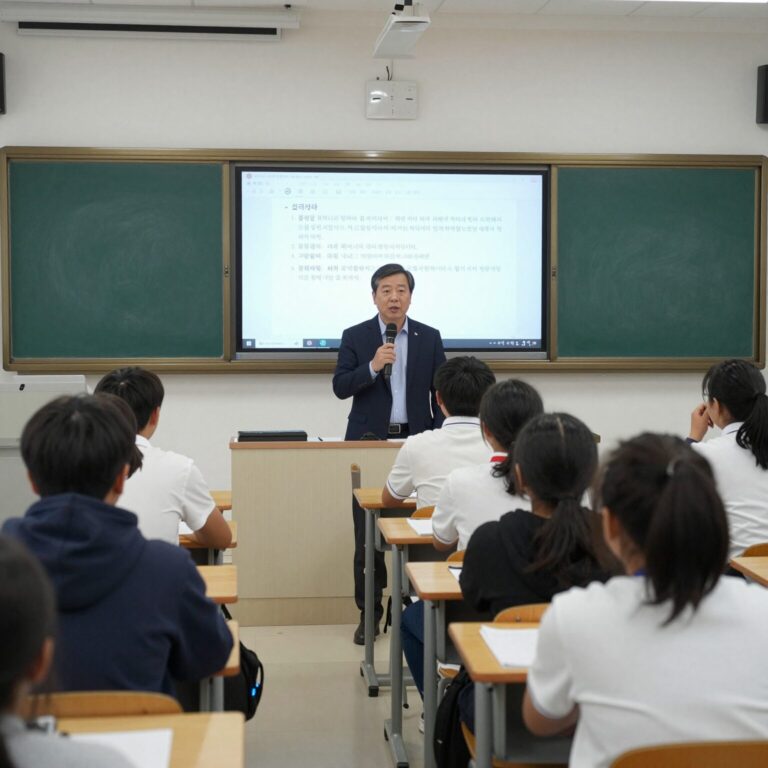 신경호 강원교육감이 디지털 교실에서 학생들과 대화하는 모습